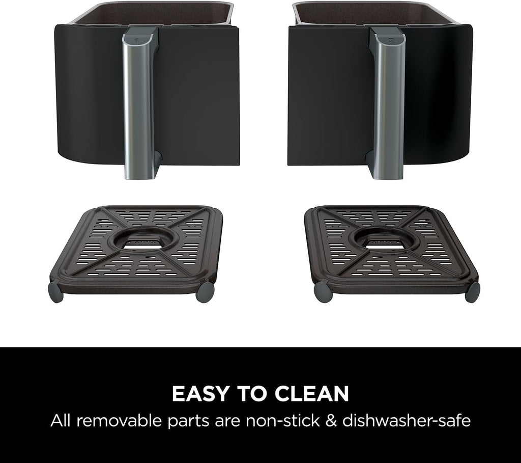 Ninja Foodi Dual Zone Digital Air Fryer, 2 Drawers, 7.6L, 6-in-1, Uses No Oil, Air Fry, Max Crisp, Roast, Bake, Reheat, Dehydrate
