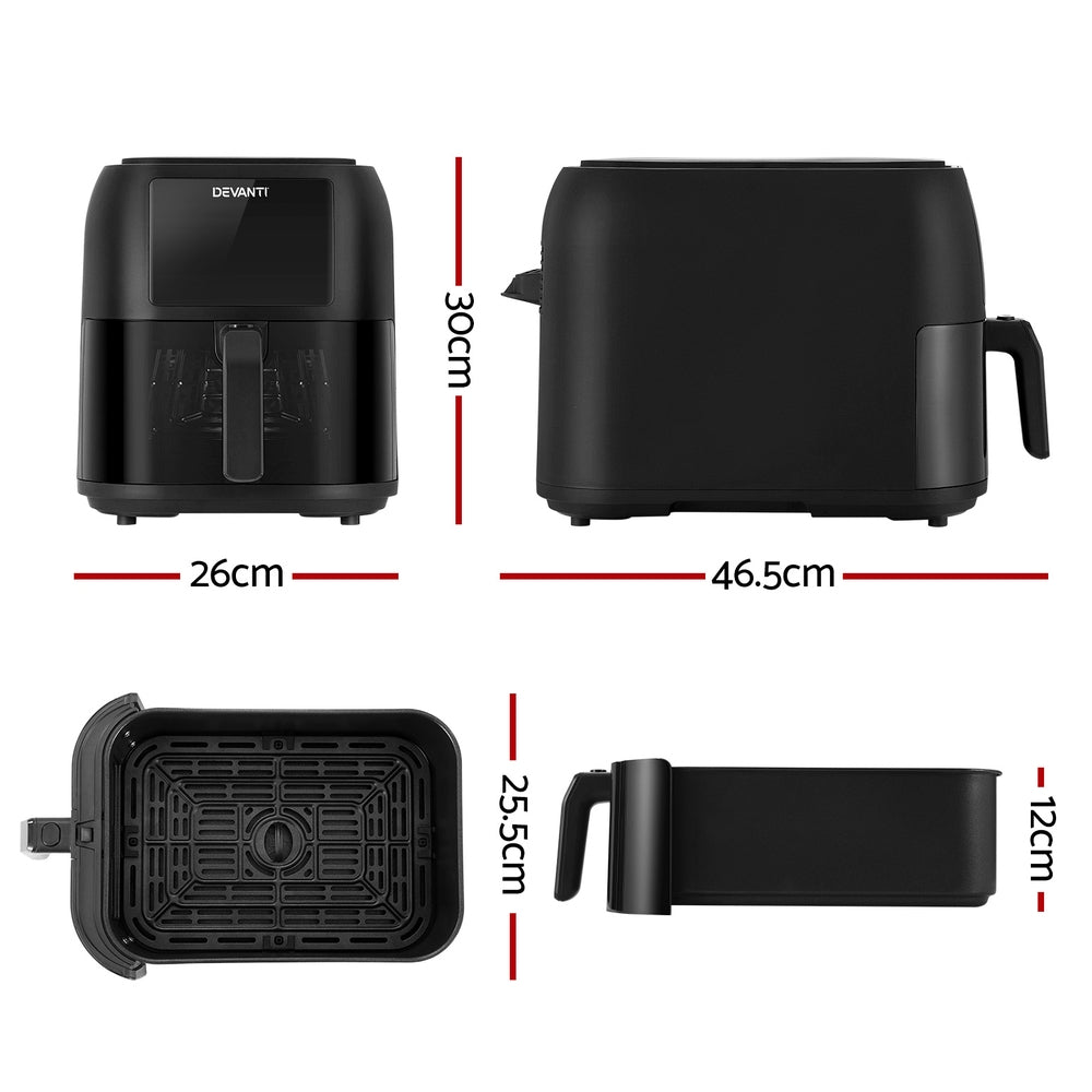 DEVANTI Air Fryer 8L -LCD Touch Panel Control