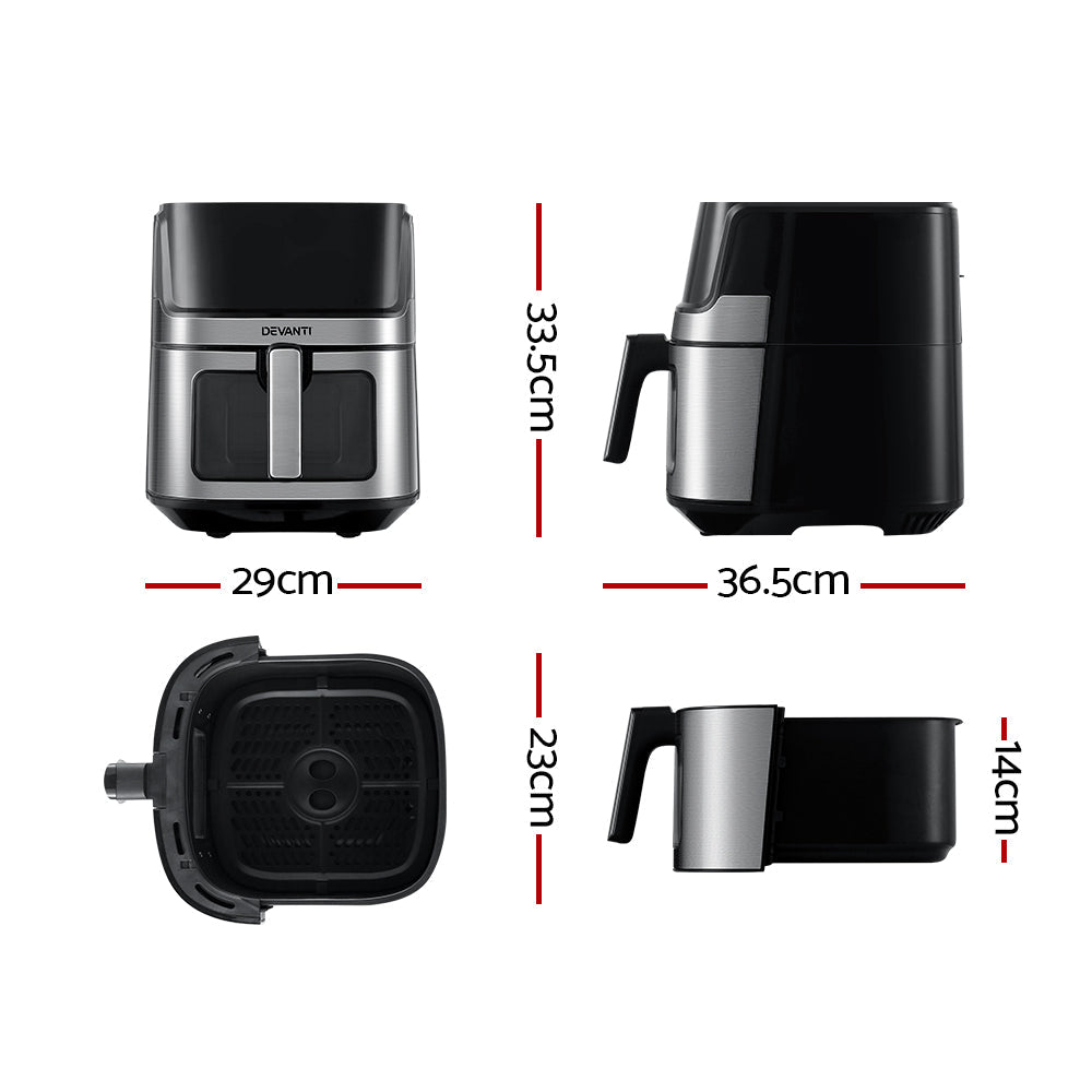 DEVANTI Air Fryer 6.5L - LCD Touch Screen