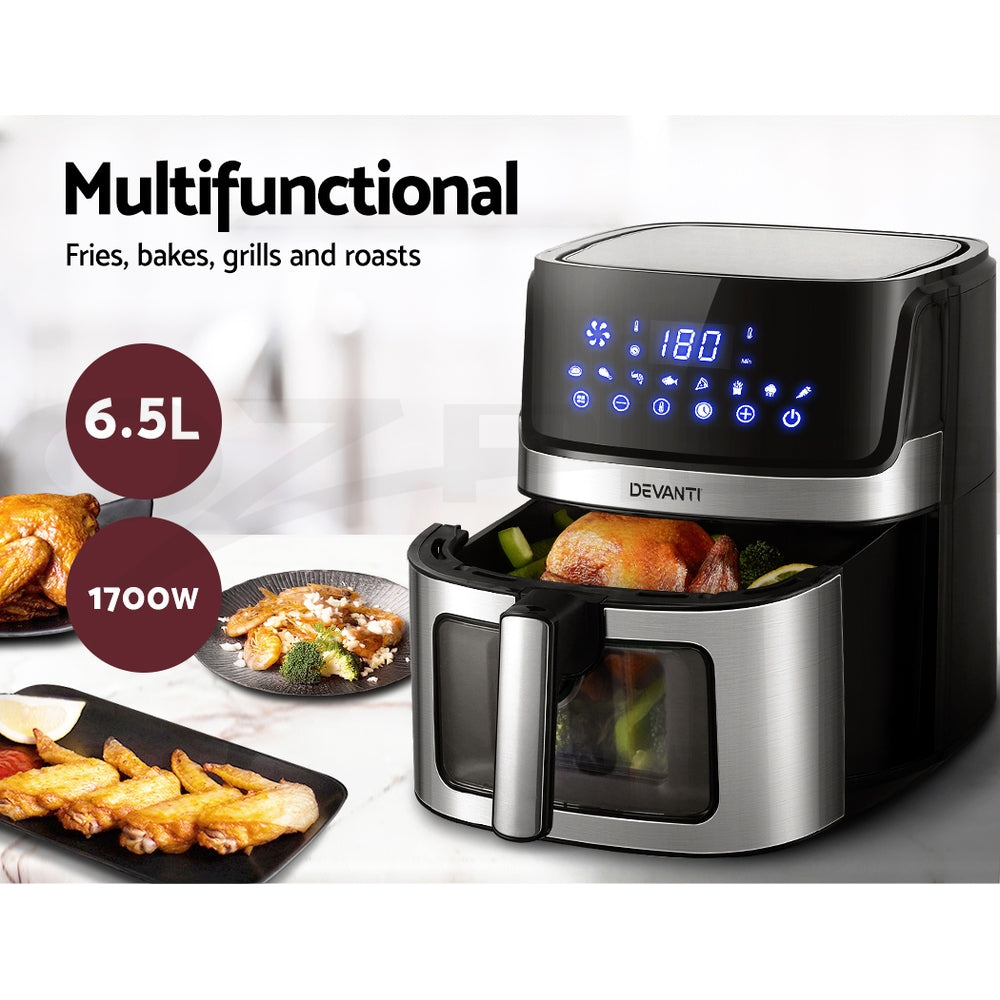 DEVANTI Air Fryer 6.5L - LCD Touch Screen